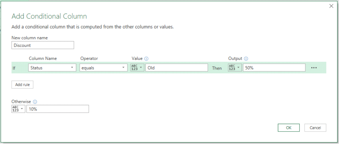 Add conditional column in power query