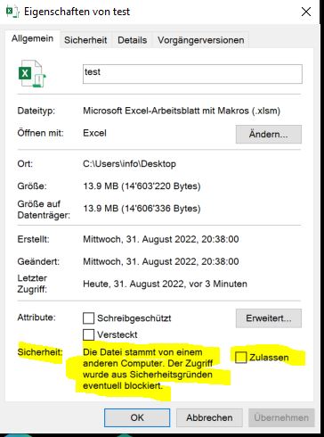 Sicherheitsrisiko Makro Excel blockiert