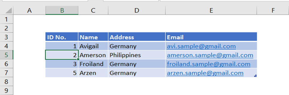 Die ausgewählten Daten in der Tabelle werden gelöscht.