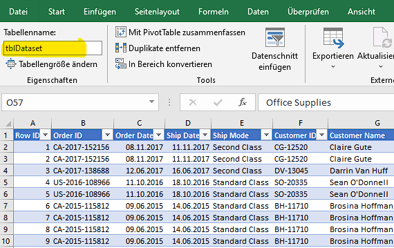 Schritte zum Verknüpfen des Datensatzes und des Nachschlagefelds aus dem Blatt mit Power Query.