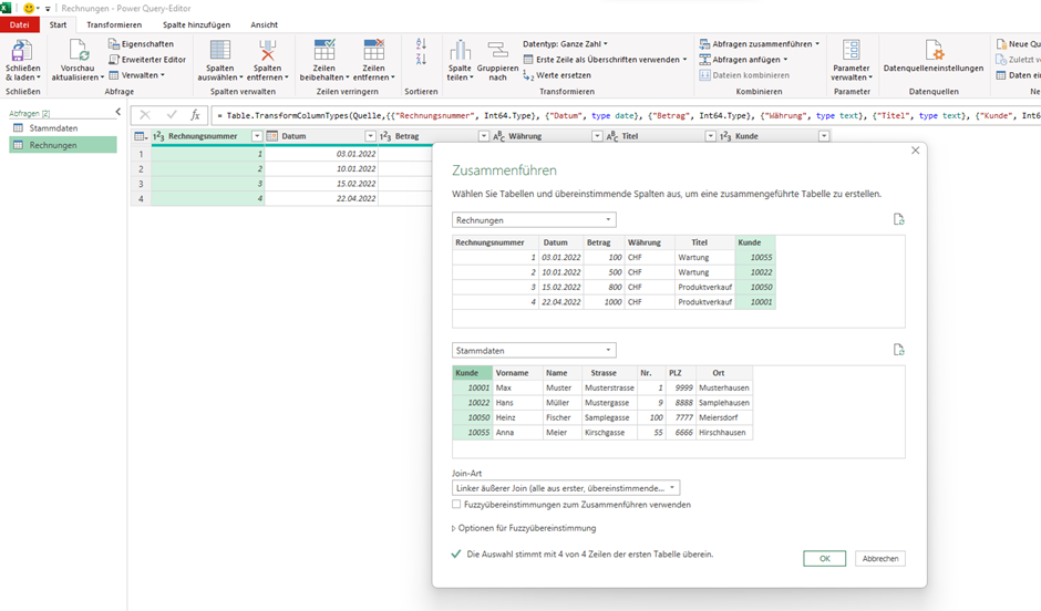 Laden von Daten in PowerQuery